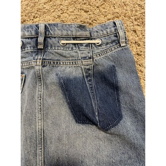 Hudson Jeans Grommet Tie-Waist Denim Mini Skirt, Blue Wash And Raw Hem, Size 28 - Picture 6 of 8